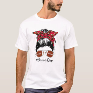 T-shirt Jour du jeu de football Messy Bun Funny Football f