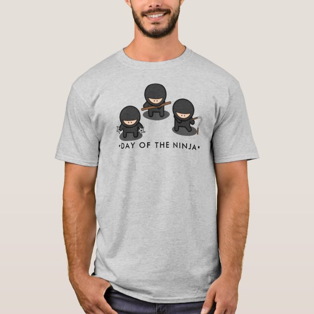 T-shirt Jour du Ninja, caricature ninjas (Devant)