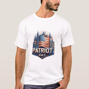 T-shirt Jour du Patriotisme Drapeau Américain Ligne d'Hori