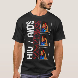 T-shirt Jour du sida Sensibilisation au VIH Rouge Ribbon B