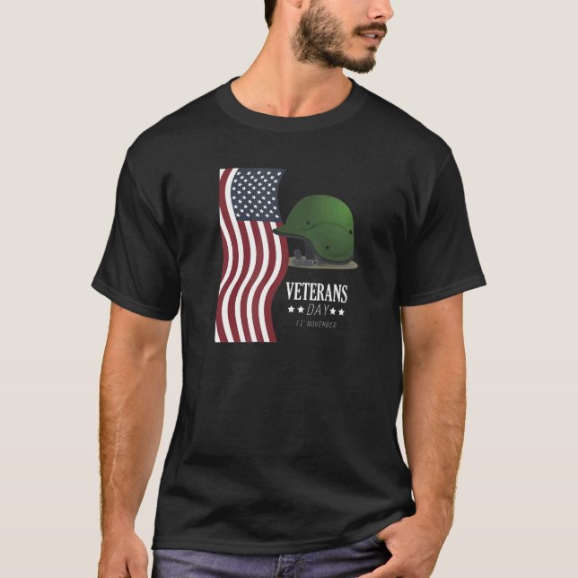 T-shirt Jour Du VÉTÉRAN Casque Américain Amérique Service  (Devant)