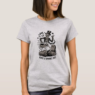 T-shirt Jour éffrayant Halloween Witch Squelette