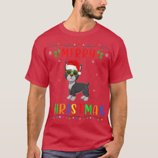 T-shirt Jour férié Noël Lumière Boston Terrier Design Corr