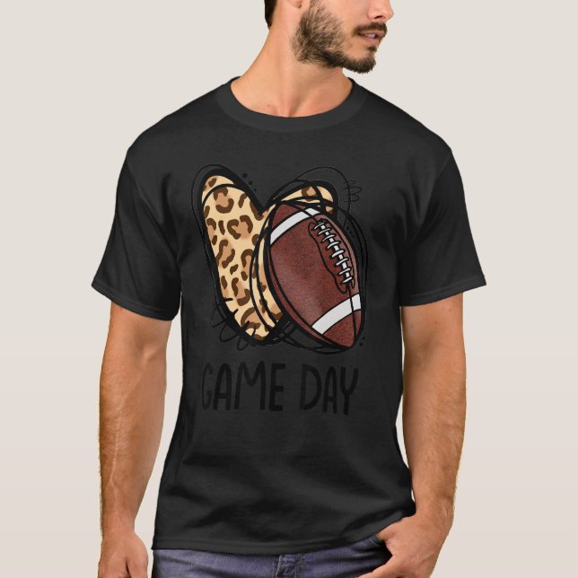 T-shirt Jour Jeu Leopard Football Amour Coeur Football Mam (Devant)