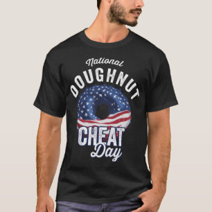 T-shirt Jour national de la Cheat de noix de Doughnut Funn