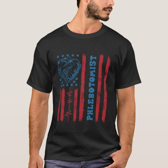 T-shirt Jour phlébotomique du drapeau américain 4 juillet (Devant)