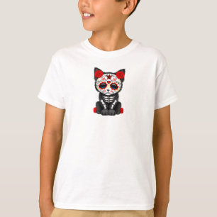 T-shirt Jour rouge mignon du chat mort de chaton
