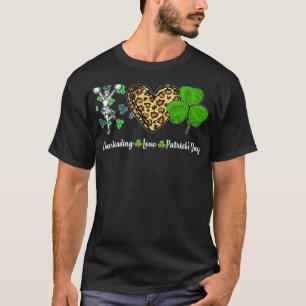 T-shirt Jour St Shamrock de l'Amour Cheerleader Leopard He