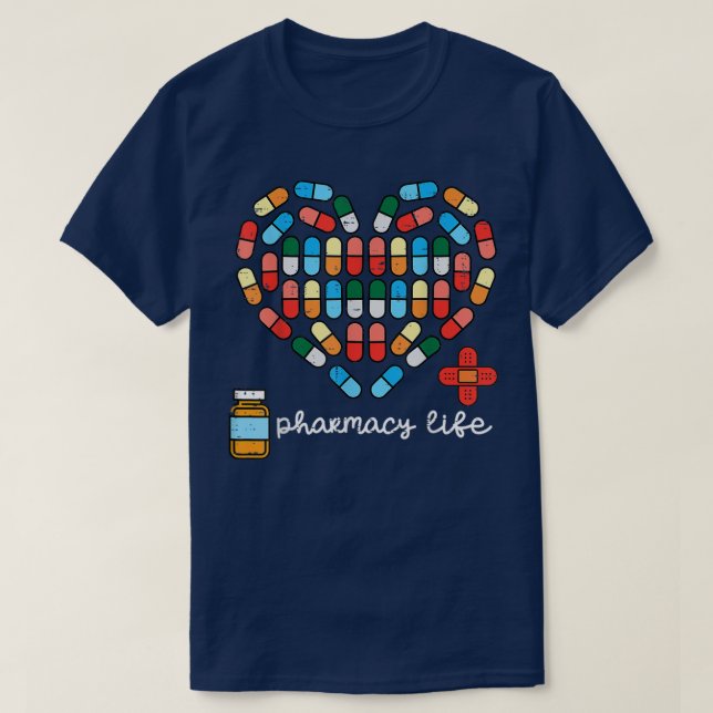 T-shirt Jour Valentines Pharmacie Life Pill Coeur Pharmaci (Design devant)