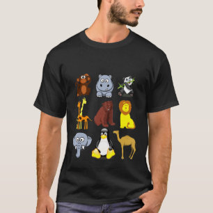 T-shirt Journée Au Zoo Avec 9 Graphiques Animés
