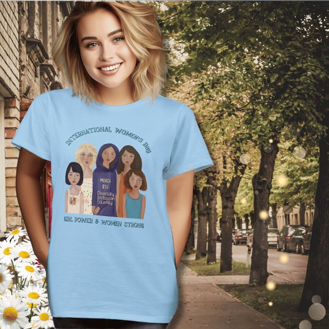 T-shirt Journée de la femme | Portraits de femmes bleu ( Women's Day _ Women Portraits Dark Tri-Blend Shirt- in Town)