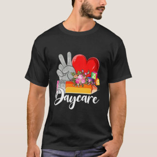 T-shirt Journée de la Garderie Paix Amour Professeure de G