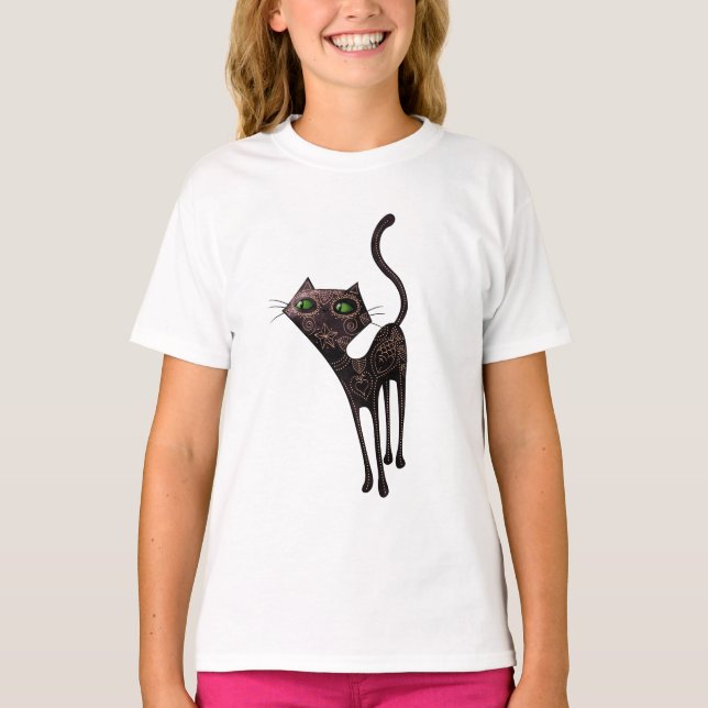 T-shirt Journée mexicaine noire du chat mort (Devant)
