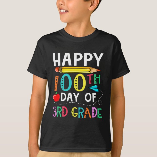 T-shirt Jours De 3E Année - Joyeux 100E Jour Du Cadeau De  (Devant)