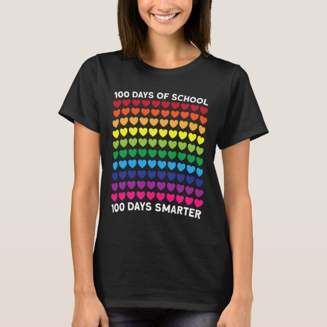 T-shirt Jours De L'École 100 Jours Coeur Plus Intelligent  (Devant)
