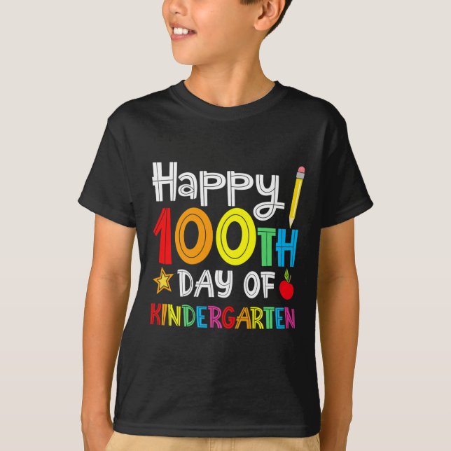 T-shirt Jours De Maternelle - Joyeux 100E Jour De L'École  (Devant)