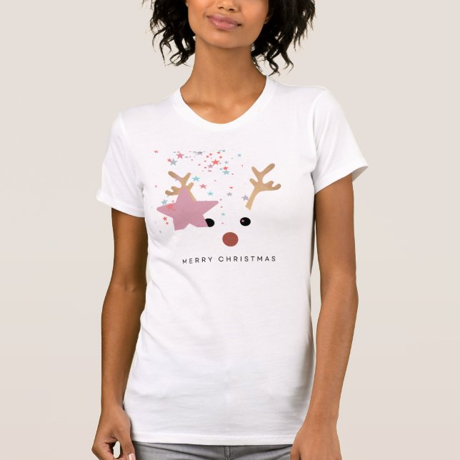 T-shirt Jours de vacances moderne Reindeer Whimsical Noël  (Devant)