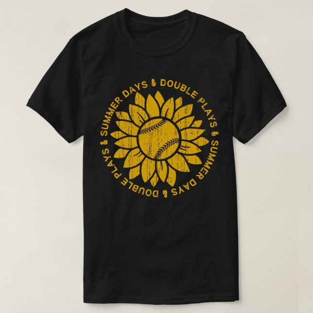 T-shirt Jours ensoleillés et Jeu double Baseball ou Softba (Design devant)