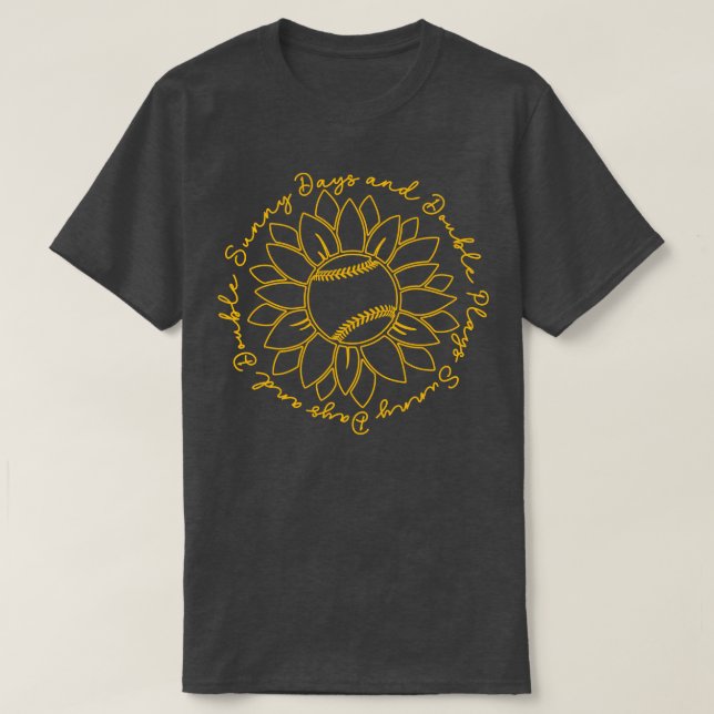 T-shirt Jours ensoleillés et Jeu double de baseball softba (Design devant)