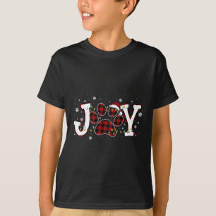 T-shirt Joy Buffalo Red Plaid Chien Empreinte de patte Chr