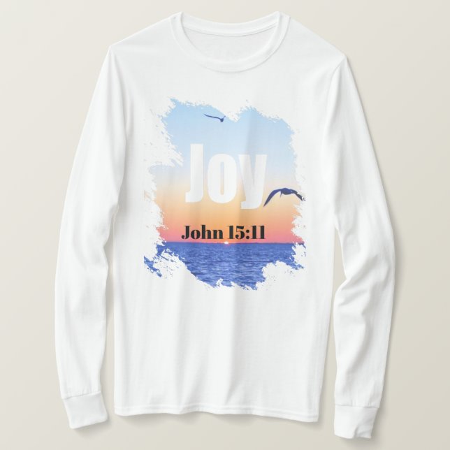 T-shirt Joy Scripture Glowing Sunset Over Water (Design devant)
