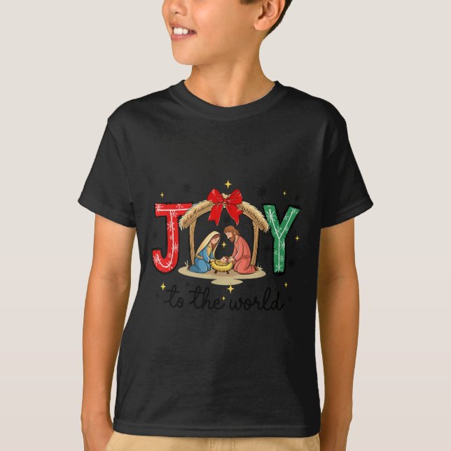 T-shirt Joy To The World Jesus Christian Nativity Scence C (Devant)
