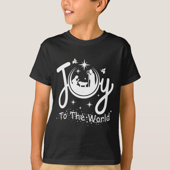 T-shirt Joy To The World Jesus Christmas Nativity Scene Fa (Devant)