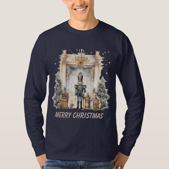T-shirt Joyeuse aquarelle noisette de Noël (Devant)