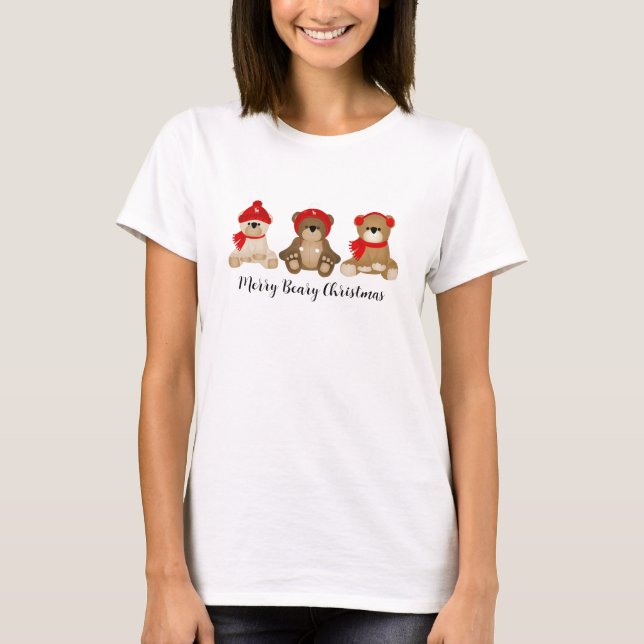 T-shirt Joyeuse Beary Bears de Noël Hiver (Devant)