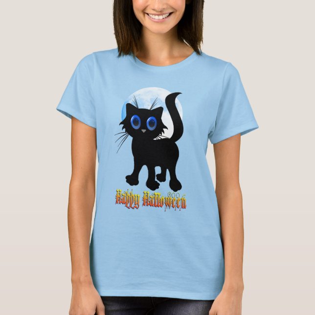 T-shirt Joyeuse chemise en chaton noir Halloween (Devant)