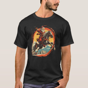 T-shirt Joyeuse chevauchée Père Noël pour les Chevaux et N