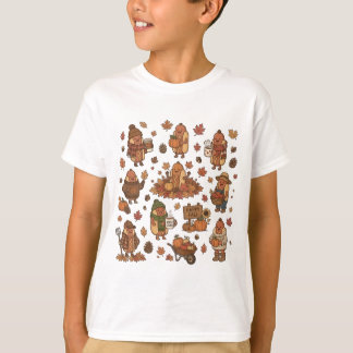 T-shirt Joyeuse Chute Mignon Chien Chaud Citrouille Récolt
