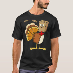 T-shirt Joyeuse fête de la dinde   Fausse chat miaule Than