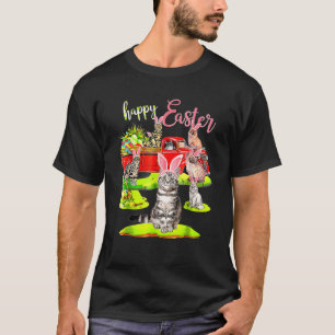 T-shirt Joyeuse fête de Pâques Chat mignon conduisant un c
