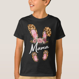 T-shirt Joyeuse fête de Pâques Léopard Floral Maman Oreill