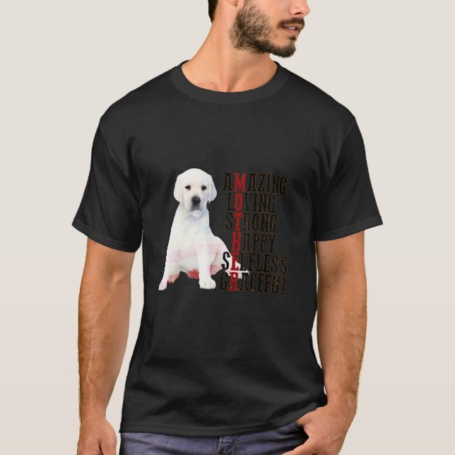 T-shirt Joyeuse fête des mères Blanc Labrador Chien maman  (Devant)