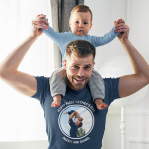 T-shirt Joyeuse Fête des Premiers Pères Photo & Texte Pers