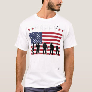 T-shirt Joyeuse fête des vétérans Drapeau Silhouette Vecto