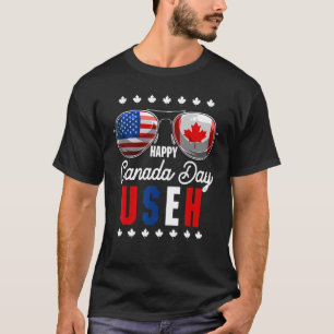 T-shirt Joyeuse fête du Canada avec les lunettes de drapea