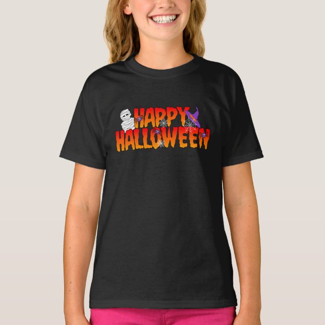 T-shirt Joyeuse fille graphique Halloween (Devant)
