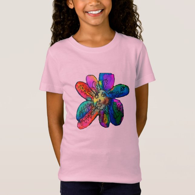 T-Shirt Joyeuse Fleur Arc-en-ciel l'art enfant de fleur (Devant)