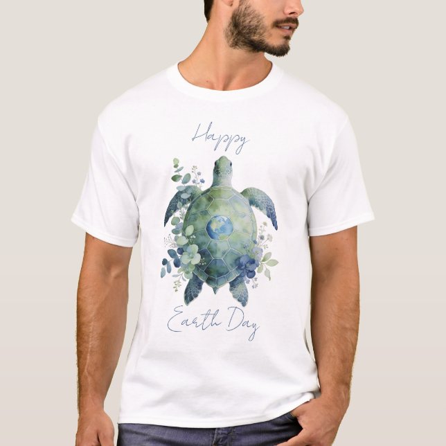 T-shirt Joyeuse Journée de la Terre Dessin Tortue (Devant)