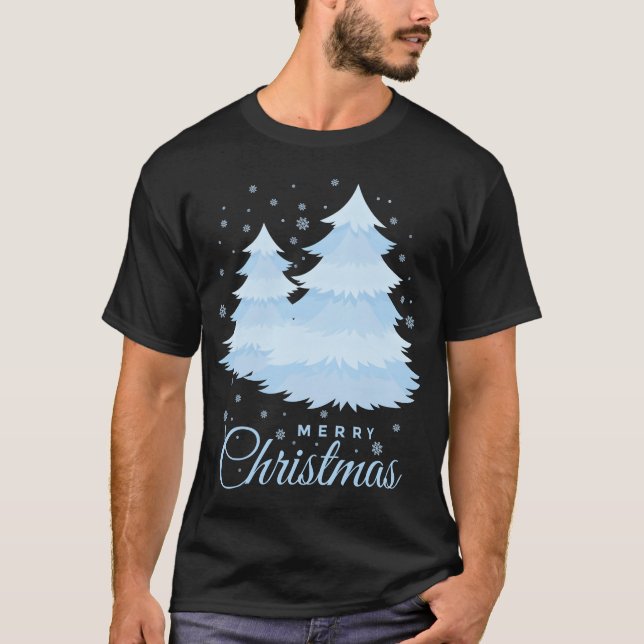 T-shirt Joyeuse neige de Noël et vinta arbres de Noël (Devant)