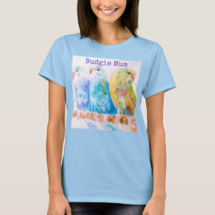 T-shirt Joyeuse Perruche Aquarelle Fantaisiste Maman Fête