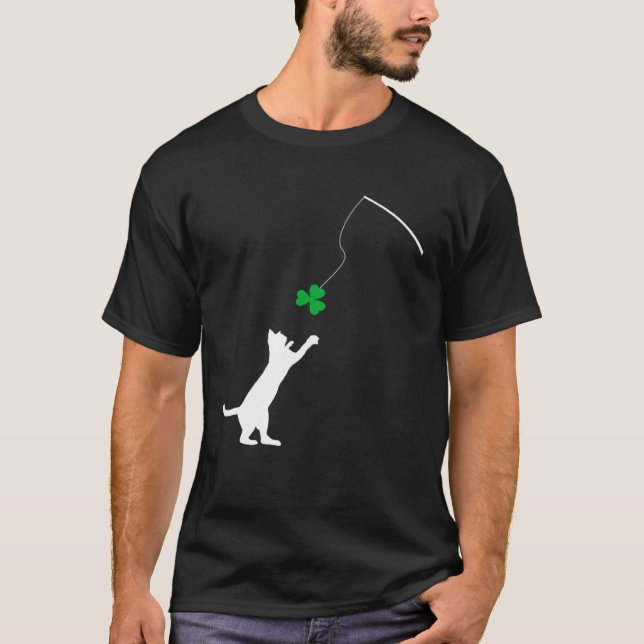 T-shirt Joyeuse Saint Patrick Chat Trèfle Trèfle (Devant)