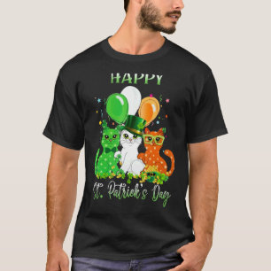 T-shirt Joyeuse Saint-Patrick Chats Irlande Drapeau Trèfle