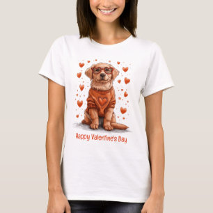 T-shirt Joyeuse Saint-Valentin Chien Retriever Doré