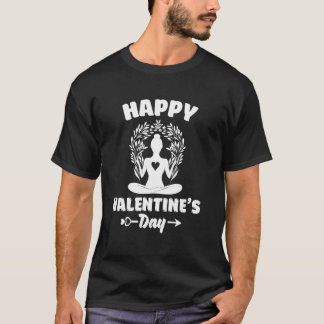 T-shirt Joyeuse Saint-Valentin Yoga Namaste Sukhasana Cœur