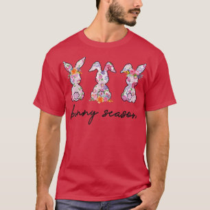 T-shirt Joyeuse saison de lapin de Pâques Style Floral Bun