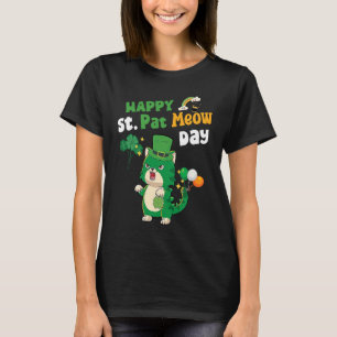 T-shirt Joyeuse St Pat Miaou Jour Chanceux Shamrock Chat  
